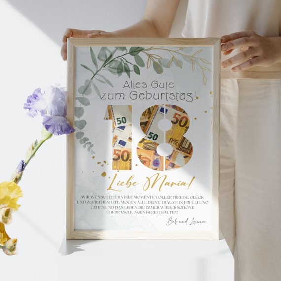 18th Birthday Money Gift Card, DIY Canva Template (Digital Download)