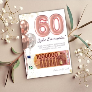 Regalo in denaro per il 60° compleanno, Personalizzato, Fai da te, Regali di compleanno, Modello Canva digitale, Regalo in denaro originale dell'ultimo minuto, Primo milione