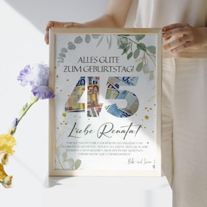 45e jaar verjaardag Geldcadeau, Gepersonaliseerd, DIY, Geld verjaardagscadeaus, Digitale Canva-sjabloon, Last min origineel geldcadeau, bewerkbaar cadeau
