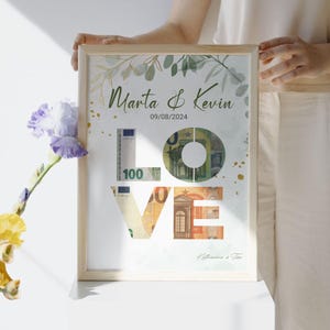Love Money gift wedding card, Elegant couple money gift, Personalized, DIY wedding gift money, Digital Canva template, Last min gift