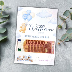 Babyshower Geldgeschenk Karte, Geschenk zum Geburtstag, Geburtstagsgeschenk, Geldgeschenk Deine erste Million, Poster Digital Canva Template, Last min Geschenk