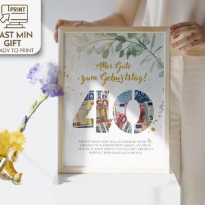 Regalo di compleanno in denaro per il 40° anno, personalizzato, fai da te, regali di compleanno in denaro, modello digitale Canva, regalo in denaro originale dell'ultimo minuto, regalo modificabile