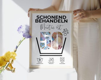 Pôster personalizado para presente de aniversário de 50 anos em dinheiro, modelo faça você mesmo no Canva (download digital)