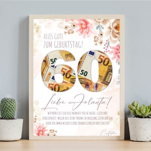 Personalisierte Geldgeschenkkarte zum 60. Geburtstag, DIY Geburtstagsgeschenk, Digitale Canva-Vorlage, Last min original bday Geldgeschenk, bearbeitbar