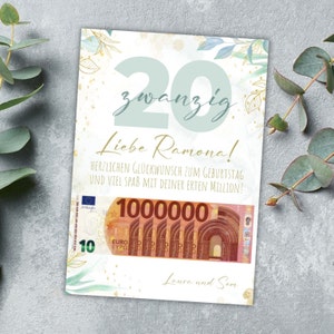 20th Year birthday Money gift, Personalized, DIY, Birthday gifts money,  Digital Canva template, Last min original money gift, editable gift