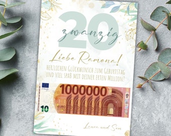 20th Birthday Money Gift, Personalized Canva Template (Digital Download)