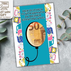 Cartão-presente de dinheiro de boas-vindas à escola, Presente para primeira classe, Cartão-presente para crianças, Inspire seu filho na escola, Download instantâneo, Presente para impressão.