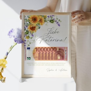 Money gift wedding, Your first million, couple million gift, Personalized, DIY, wedding gifts money,  Digital Canva template, Last min gift
