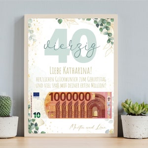 Geldgeschenk, Erste Million, DIY, Geburtstagsgeschenke Geld, Digitale Canva-Vorlage, Last min originales Geldgeschenk, bearbeitbares Geschenk
