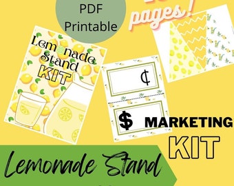 Printable Lemonade Stand Kit, Summer Kids Activity (PDF)