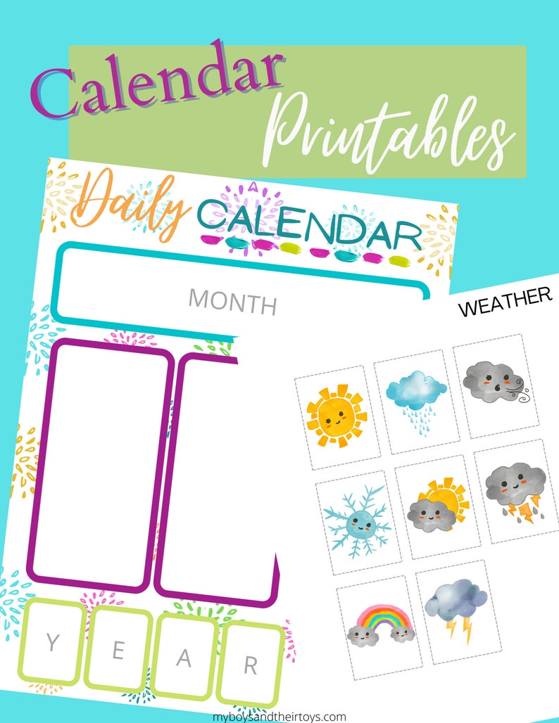 Printable daily calendar for kids interactive morning board etsy