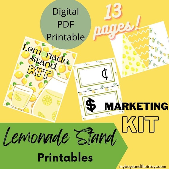 Printable Lemonade Stand Kit, Summer Kids Activity (PDF)