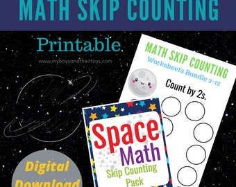 Math Skip Counting Printable Worksheet Bundle - Digital Download, Math Worksheets, Math Practice, Homeschool Math
