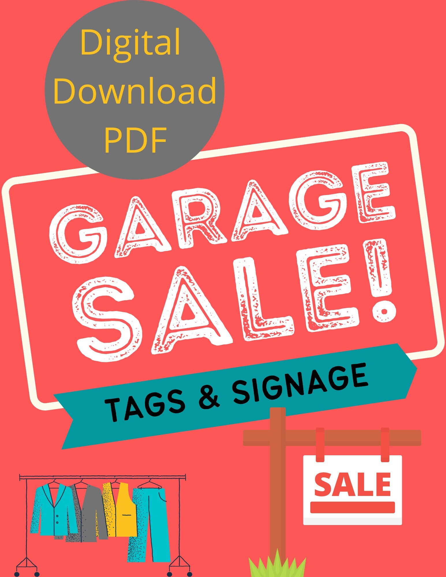 Garage Sale Flyer & Printable Signs, Garage Sale Category Signs, Garage