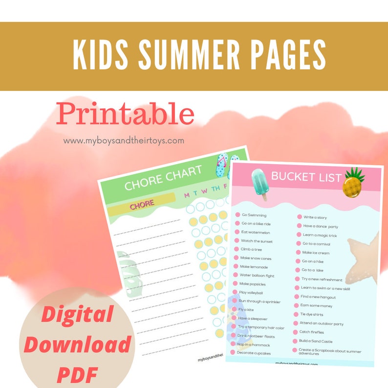 Kids Summer Printable PDF Activity Planner Summer Bucket Etsy Kids summer printable pdf activity planner summer bucket etsy