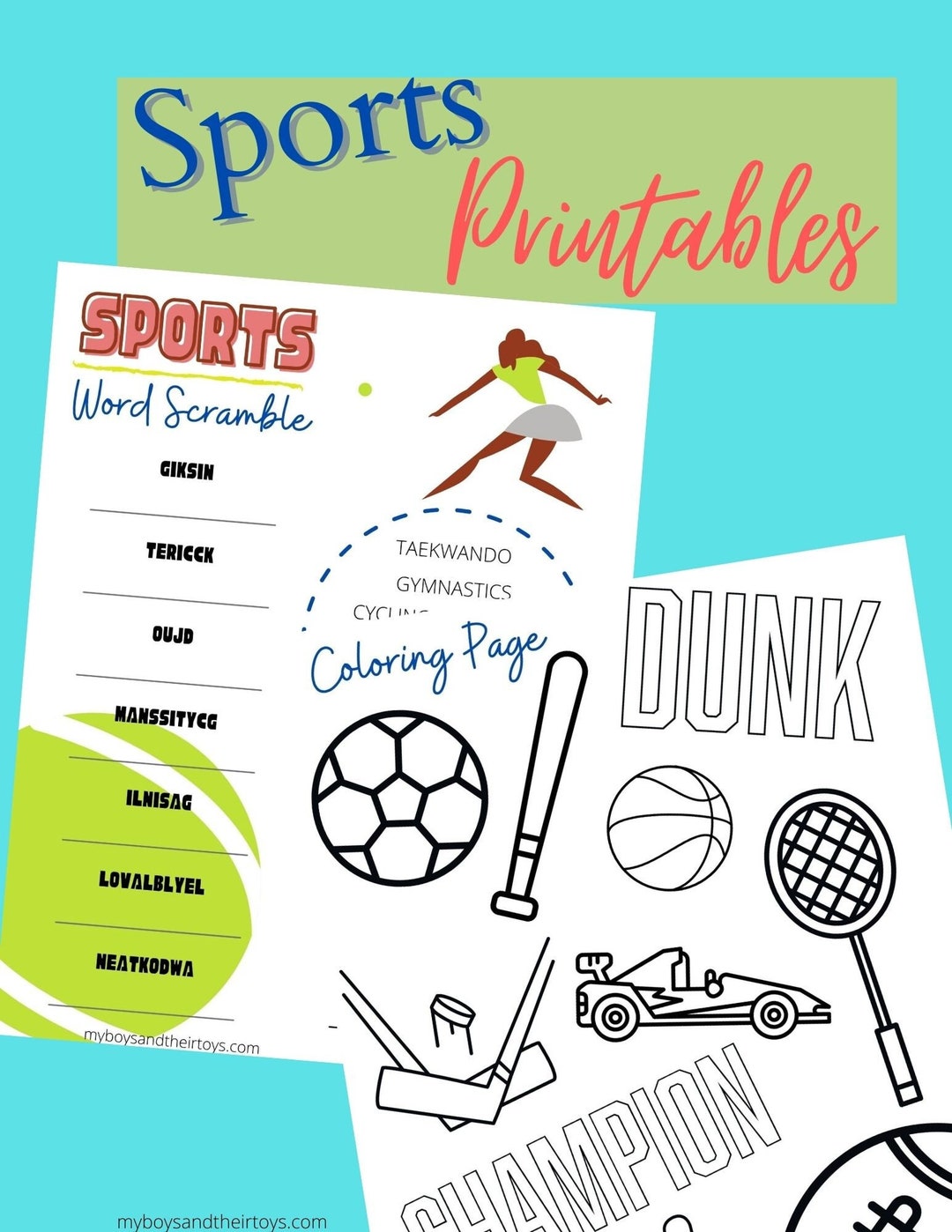 Printable Sports Coloring Sheets &amp; Sports Activity Pages - Etsy