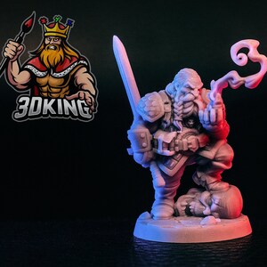 Garaldir Dwarf Witcher - RN Estudio - Fantasy Miniature - 3D Resin Printed 28-32mm - 75mm - DnD Tabletop Gaming