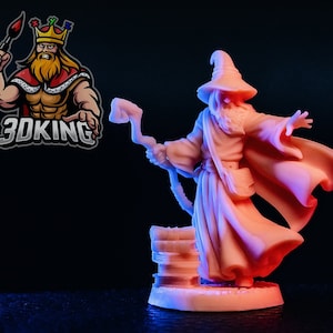 Amlund Maegon Wizard - Gandalf - RN Estudio - Fantasy Miniature - 3D Resin Printed 28-32mm - 75mm - DnD Tabletop Gaming