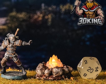 Fogata LED: Miniatura de resina 3D - Terreno para D&D, accesorio para TTRPG