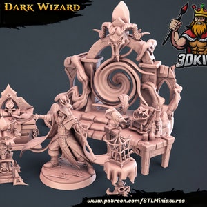 Dark Wizard Set - STL Miniatures - Fantasy Dungeons and Dragons Miniature - 3D Resin Printed 28-32mm - 75mm - DnD Tabletop Gaming