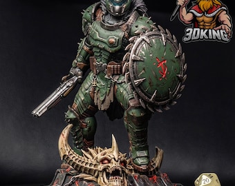 Doom Slayer harsfiguur – Doom The Dark Ages fanart, schaalmodel 1:12