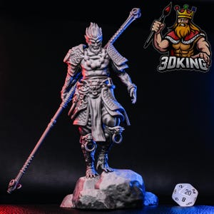 Sun Wukong - Monkey King - Battle God and Buddha - 3D Printed Fantasy Miniature 1:10 - Black Myth Wukong game fan art figure