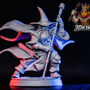 Menselijke tovenaar - STL Miniaturen - Fantasy Dungeons and Dragons Miniatuur - 3D Hars Gedrukt 28-32mm - 75mm - DnD Tabletop Gaming