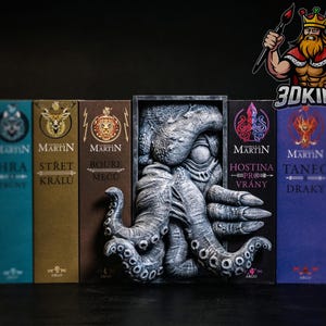 Kącik Książek Kultystów - Cthulhu - fantasy book spacer - dekoracja biblioteki drukowana w 3D - dekoracja półki dla fanów DnD - prezent dla maniaka DnD