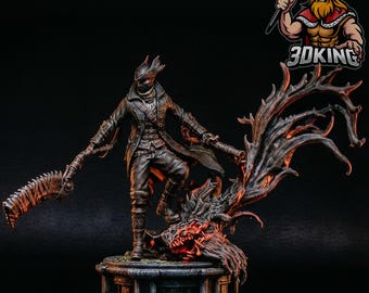 Hunter - NomNom Figures - 3D Printed Fantasy Miniature - 75mm and 1:8 - DnD Tabletop Gaming  - Bloodborne fan art figure