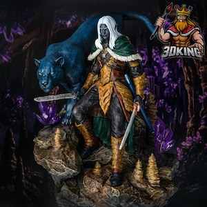 Miniatura di Drizzt Do'Urden: Drow Ranger, Elfo Oscuro - Figura da gioco da tavolo D&D