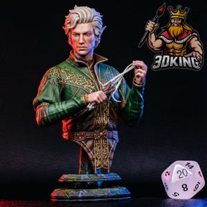 Buste d'Astarion - Miniature imprimée en 3D, Fan Art de Baldur's Gate 3
