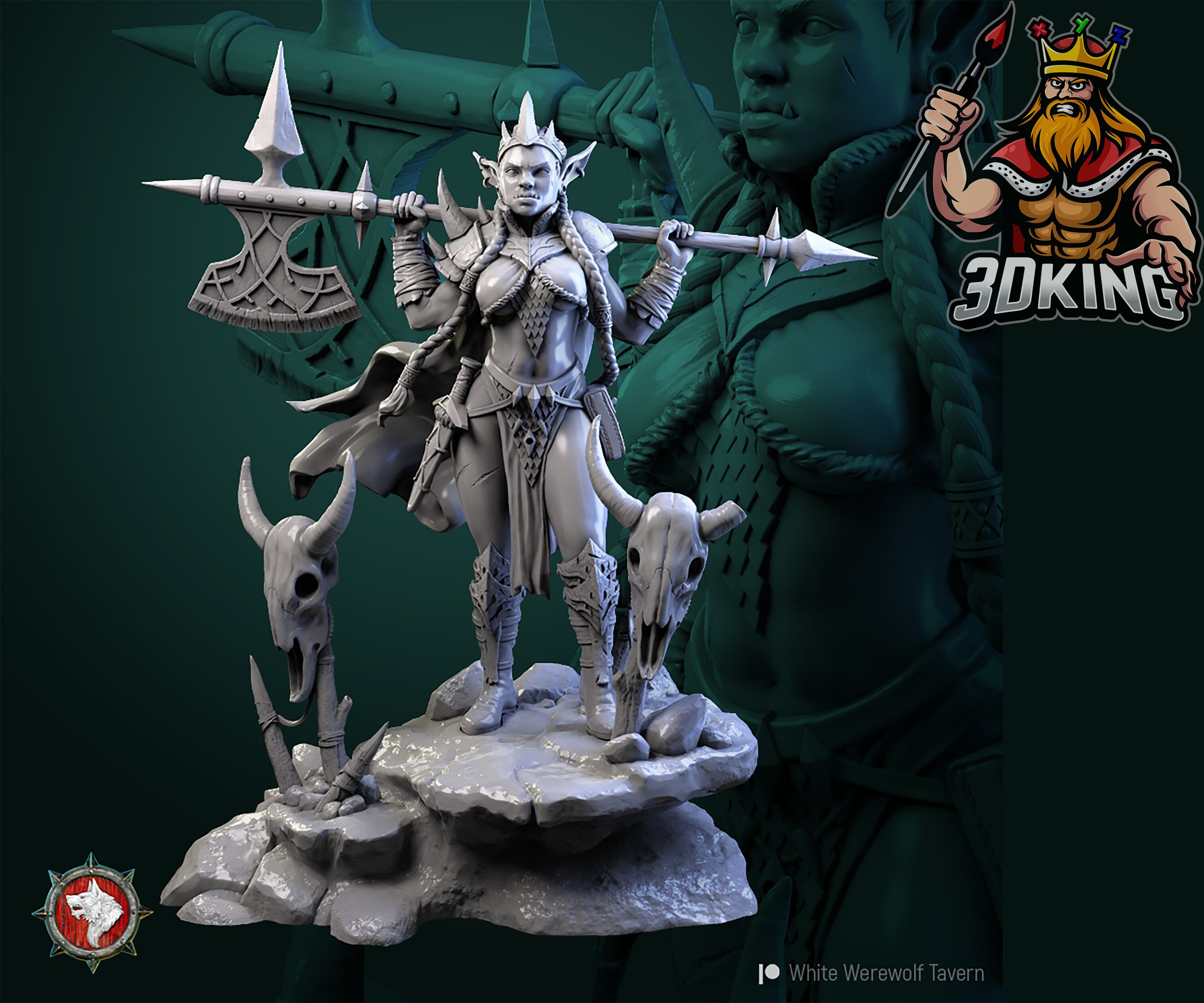 Goblin Queen - Green Fury Goblins - White Werewolf Tavern - Fantasy Miniature - 3D Resin Printed 28-32mm - DnD Tabletop Gaming