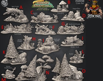 Forest Core Terrain Set - Terrain Essentials - Cast n Play - Fantasy Miniature - 3D Resin Printed 28-32mm - DnD Tabletop Gaming