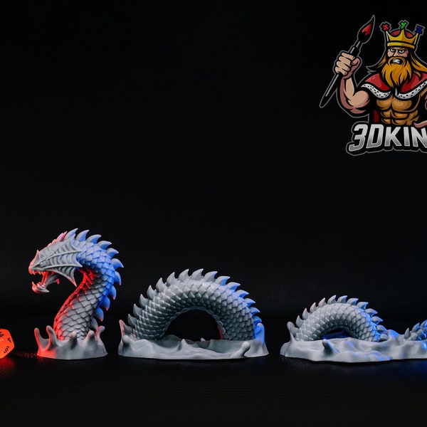 Sea Serpent - RN Estudio - Fantasy Miniatuur - 3D Hars Gedrukt 28-32mm - 75mm - DnD Tabletop Gaming