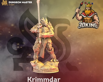Krimmdar - Dragonborn Paladin - Hunters & Killers - DM Stash - Fantasy Miniature - 3D Resin Printed 28-32mm - 75mm - DnD Tabletop Gaming