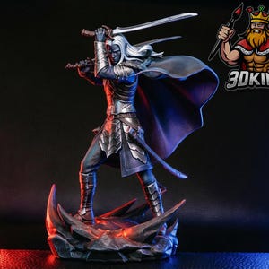 Drizzt Do'Urden Miniature – 3D-utskriven Drow Ranger, DnD bordsspel