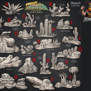Desert Terrain Set - Terrain Essentials - Cast n Play - Fantasy Miniature - 3D Resin Printed 28-32mm - DnD Tabletop Gaming