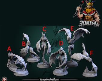 Vampires Batform - Castle of Blood - White Werewolf Tavern - Fantasy Miniature - 3D Resin Printed 28-32mm - 75mm - DnD Tabletop Gaming