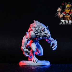 Common Werewolf - White Werewolf Tavern - Fantasy Miniature - 3D Resin Printed 28-32mm - 75mm - DnD Tabletop Gaming