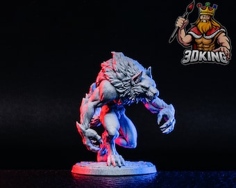 Common Werewolf - White Werewolf Tavern - Fantasy Miniature - 3D Resin Printed 28-32mm - 75mm - DnD Tabletop Gaming