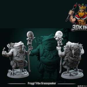 Froggl Tribe Grassspeaker Miniature: Circle of Druids, DnD Tabletop Gaming (28-32mm / 75mm)