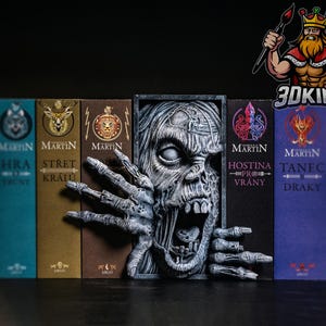 Zombie Book Nook - fantasy book spacer - dekoracja biblioteczna drukowana w 3D - dekoracja półki dla fanów Dungeons and Dragons - prezent dla maniaka DnD
