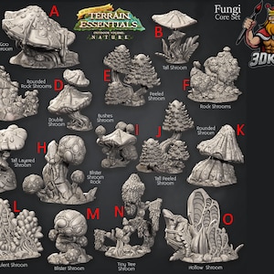 Fungi Core Terrain Set - Terrain Essentials - Cast n Play - Fantasy Miniature - 3D Resin Printed 28-32mm - DnD Tabletop Gaming