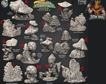 Fungi Core Terrain Set - Terrain Essentials - Cast n Play - Fantasy Miniature - 3D Resin Printed 28-32mm - DnD Tabletop Gaming