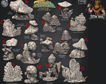 Fungi Core Terrain Set - Terrain Essentials - Cast n Play - Fantasy Miniature - 3D Resin Printed 28-32mm - DnD Tabletop Gaming