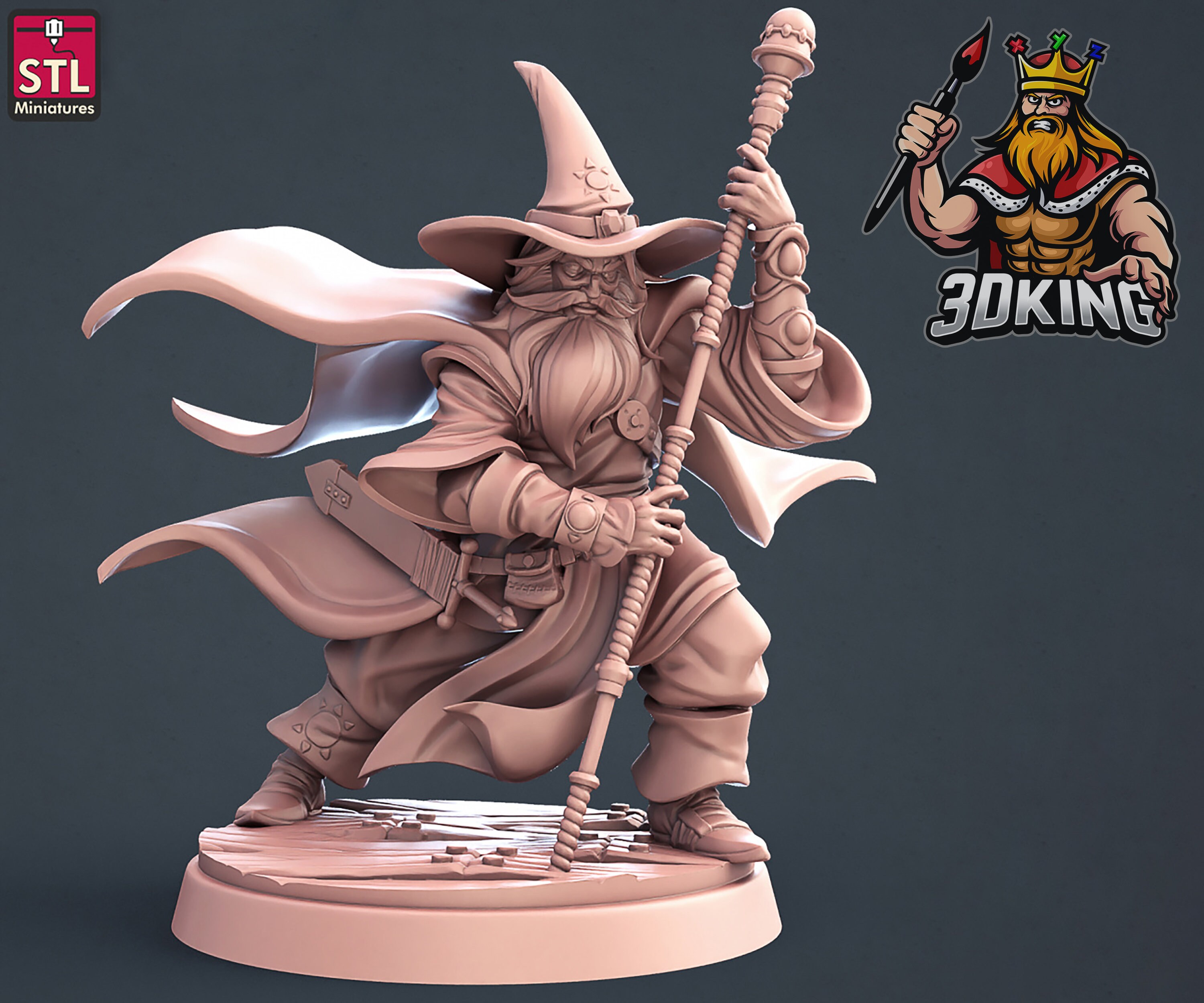 Resin Printed Human Wizard Miniature: Dnd Tabletop Gaming (28-32mm