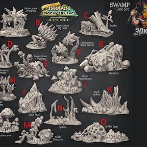 Swamp Core Terrain Set - Terrain Essentials - Cast n Play - Fantasy Miniature - 3D Resin Printed 28-32mm - DnD Tabletop Gaming