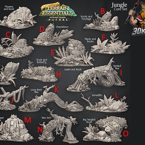 Jungle Core Terrain Set - Terrain Essentials - Cast n Play - Fantasy Miniature - 3D Resin Printed 28-32mm - DnD Tabletop Gaming