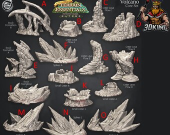 Volcano Core Terrain Set - Terrain Essentials - Cast n Play - Fantasy Miniature - 3D Resin Printed 28-32mm - DnD Tabletop Gaming