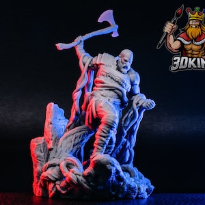 Kratos - NomNom Figures - 3D Printed Fantasy Miniature - 75mm and 1:8 - DnD Tabletop Gaming  - God of War Ragnarok fan art figure